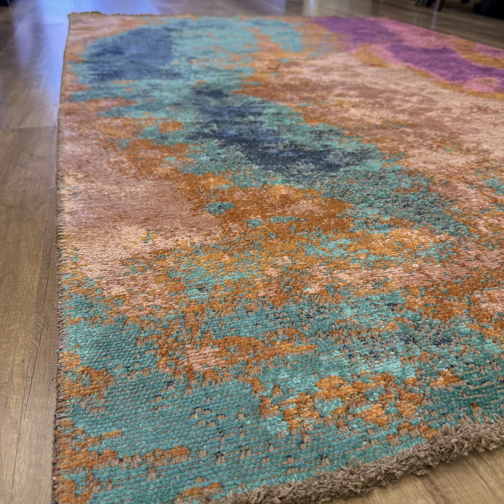 Hoom Rugs Arkaik PLZ 01 Eflatun Etnik Renkli Vintage Makine Halısı