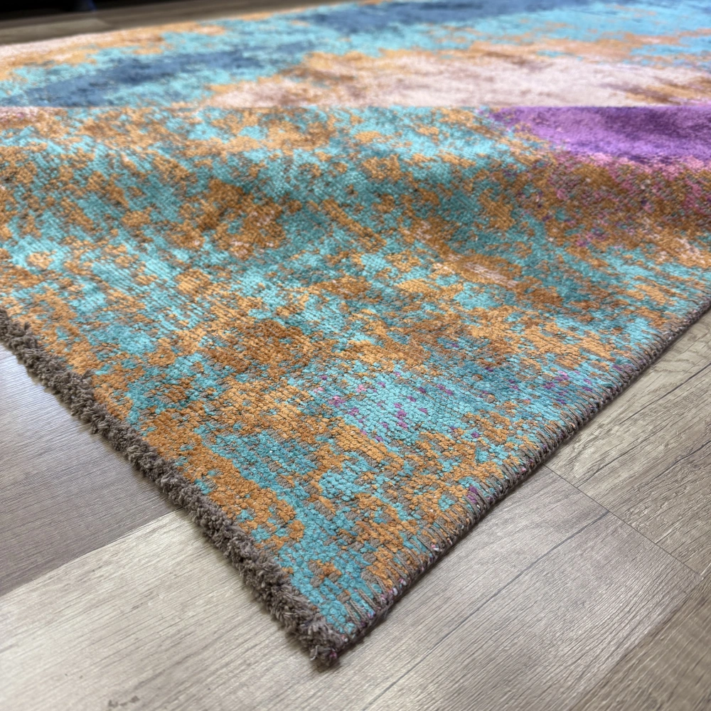 Hoom Rugs Arkaik PLZ 01 Eflatun Etnik Renkli Vintage Makine Halısı