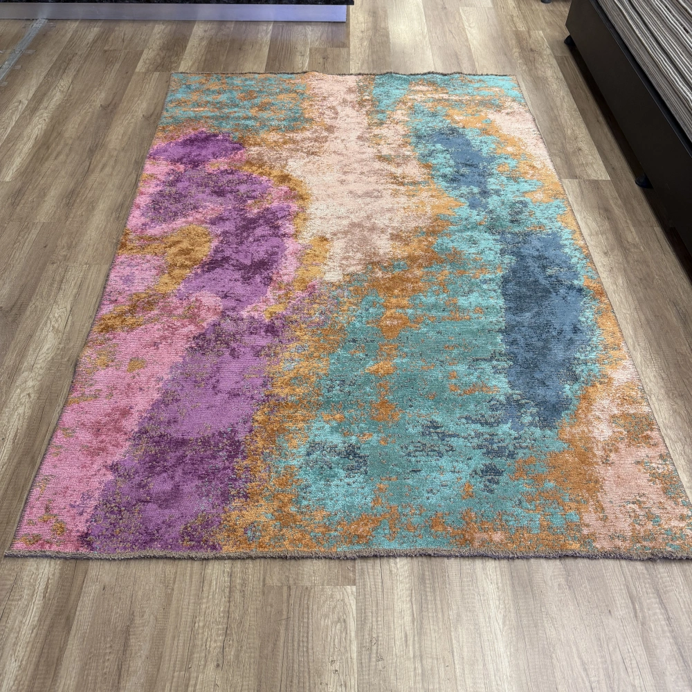 Hoom Rugs Arkaik PLZ 01 Eflatun Etnik Renkli Vintage Makine Halısı
