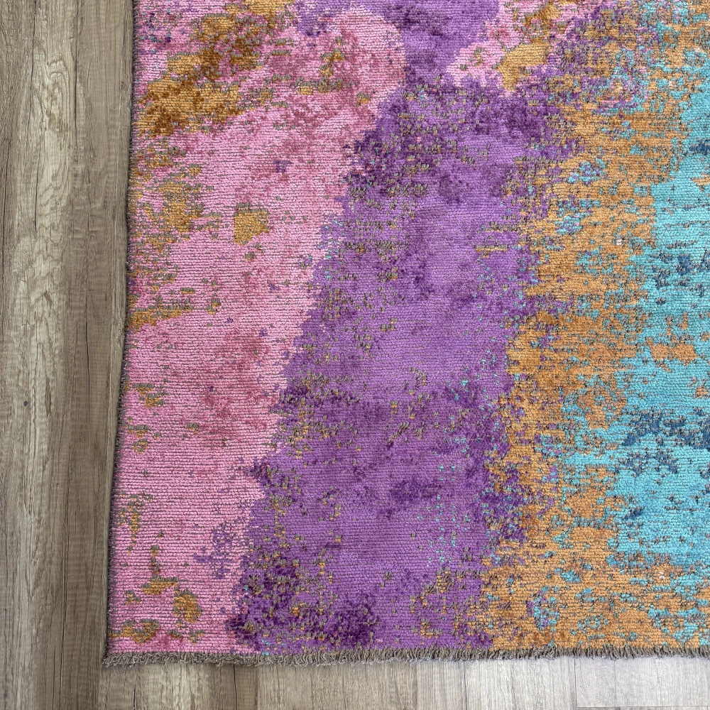 Hoom Rugs Arkaik PLZ 01 Eflatun Etnik Renkli Vintage Makine Halısı