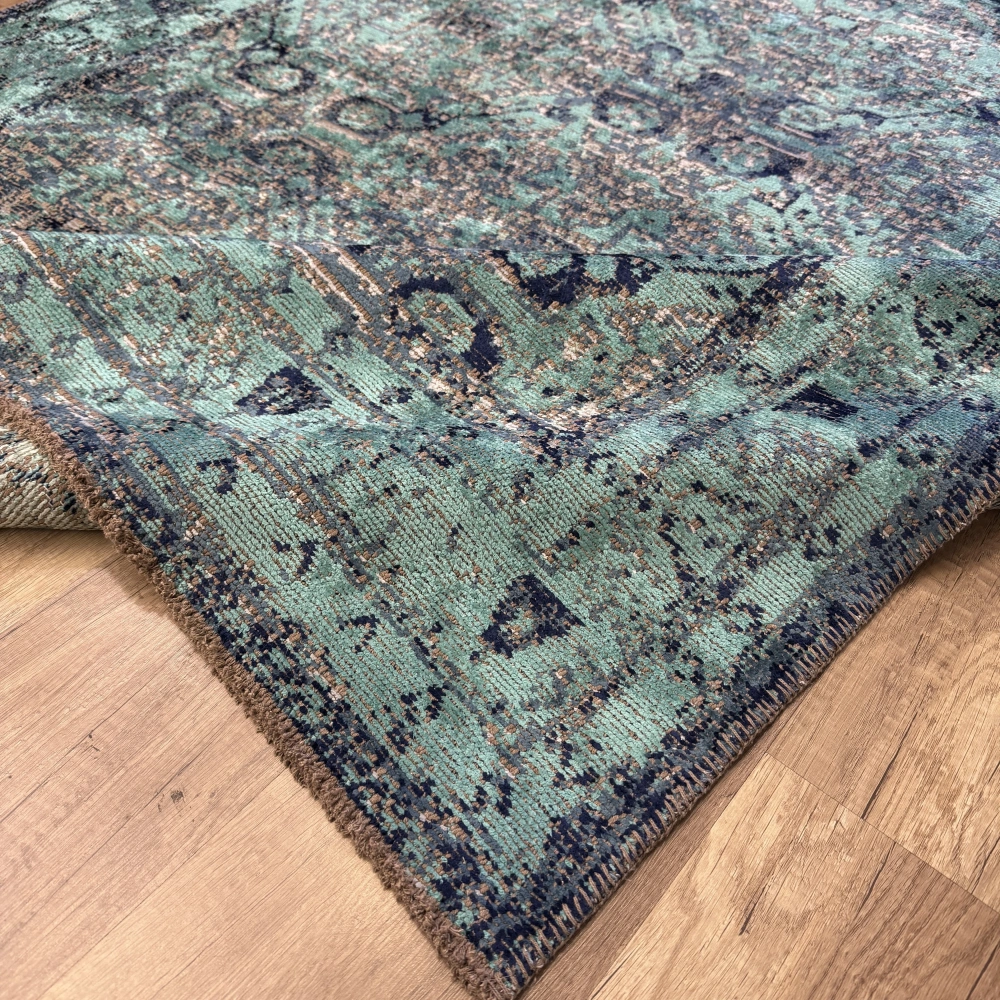 Hoom Rugs Arkaik PLZ 03 Lacivert Etnik Renkli Vintage Makine Halısı