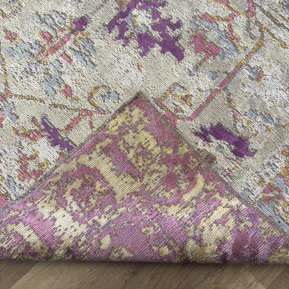 Hoom Rugs Arkaik PLZ 04 Eflatun Etnik Renkli Vintage Makine Halısı