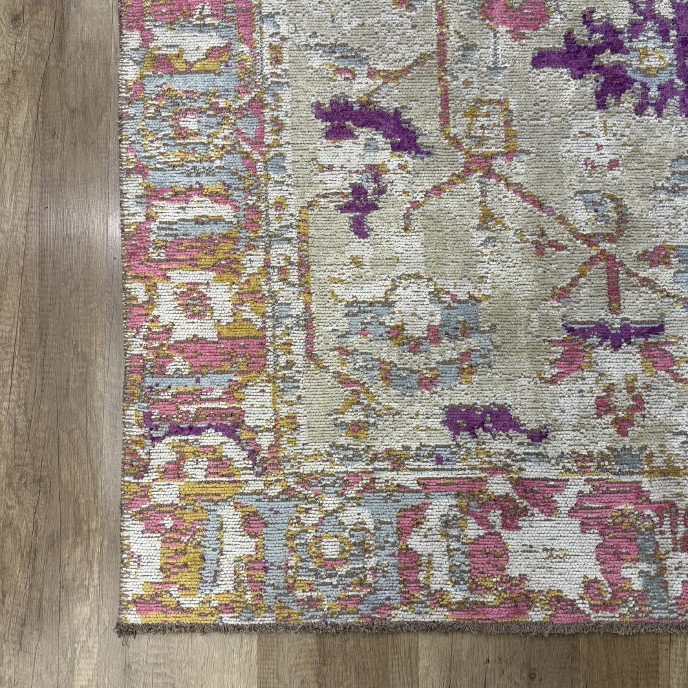 Hoom Rugs Arkaik PLZ 04 Eflatun Etnik Renkli Vintage Makine Halısı