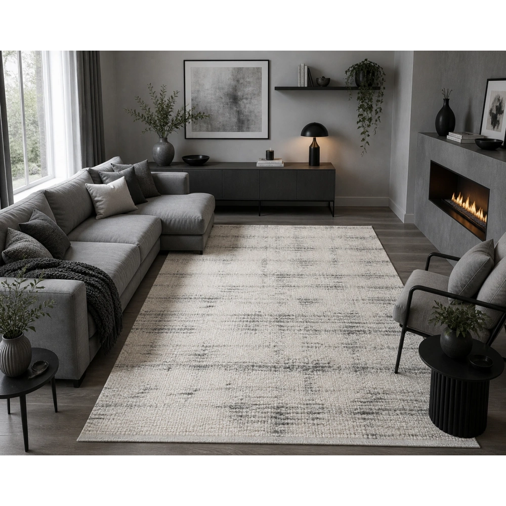 Hoom Rugs Sembol 2911 Gri Akrilik Dayanıklı Makine Halısı