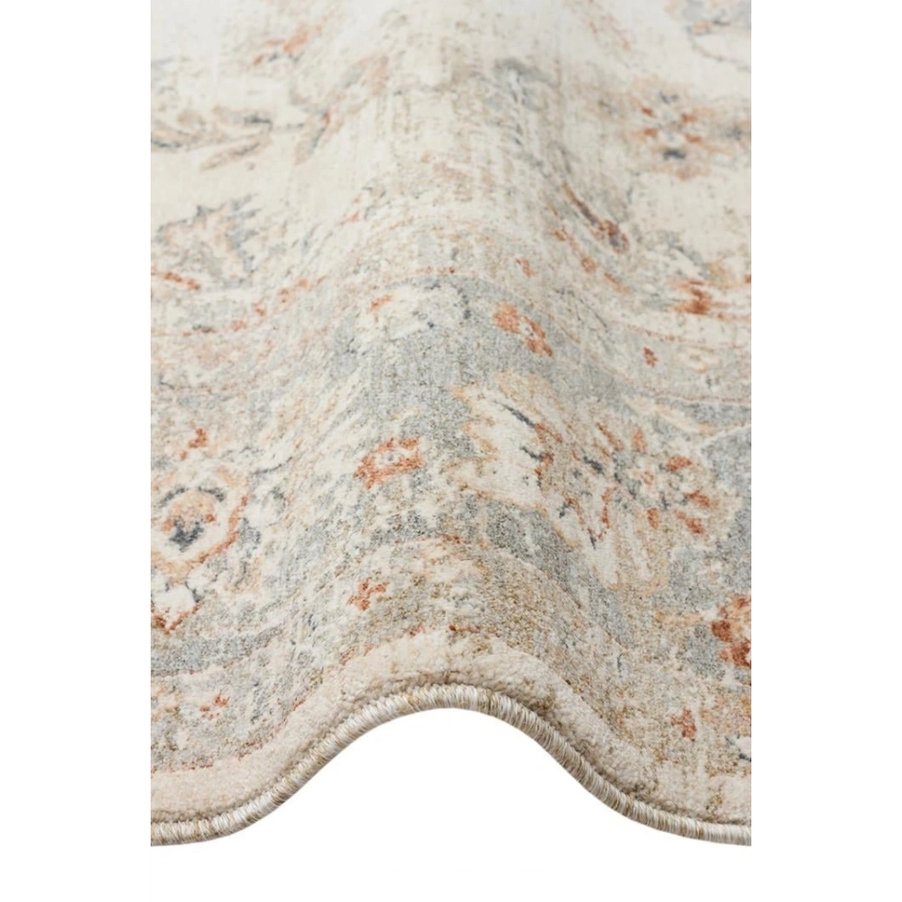 Eko Halı Efes 04 Cream Grey Klasik Desenli Yumuşak Tuşeli Polyester Makine Halısı