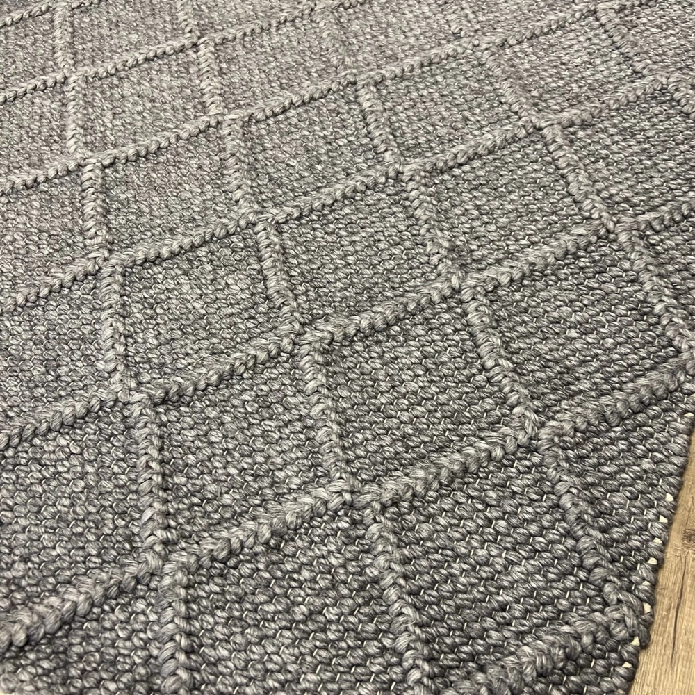 Eko Halı Jade Diamond Grey XW Naturel Kazak Örgü Desenli El Dokuma Örgü Halı