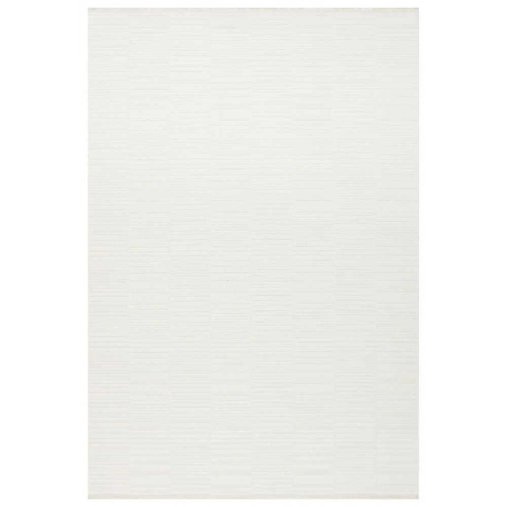 Eko Halı Mono Loop 01 White Sisal Görünümlü Bukleli Kaymaz Tabanlı Yıkanabilir Halı