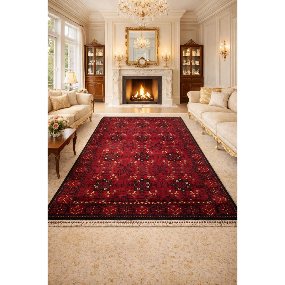 Eko Halı Nostalji 952 Kırmızı Bambu Uşak Halısı