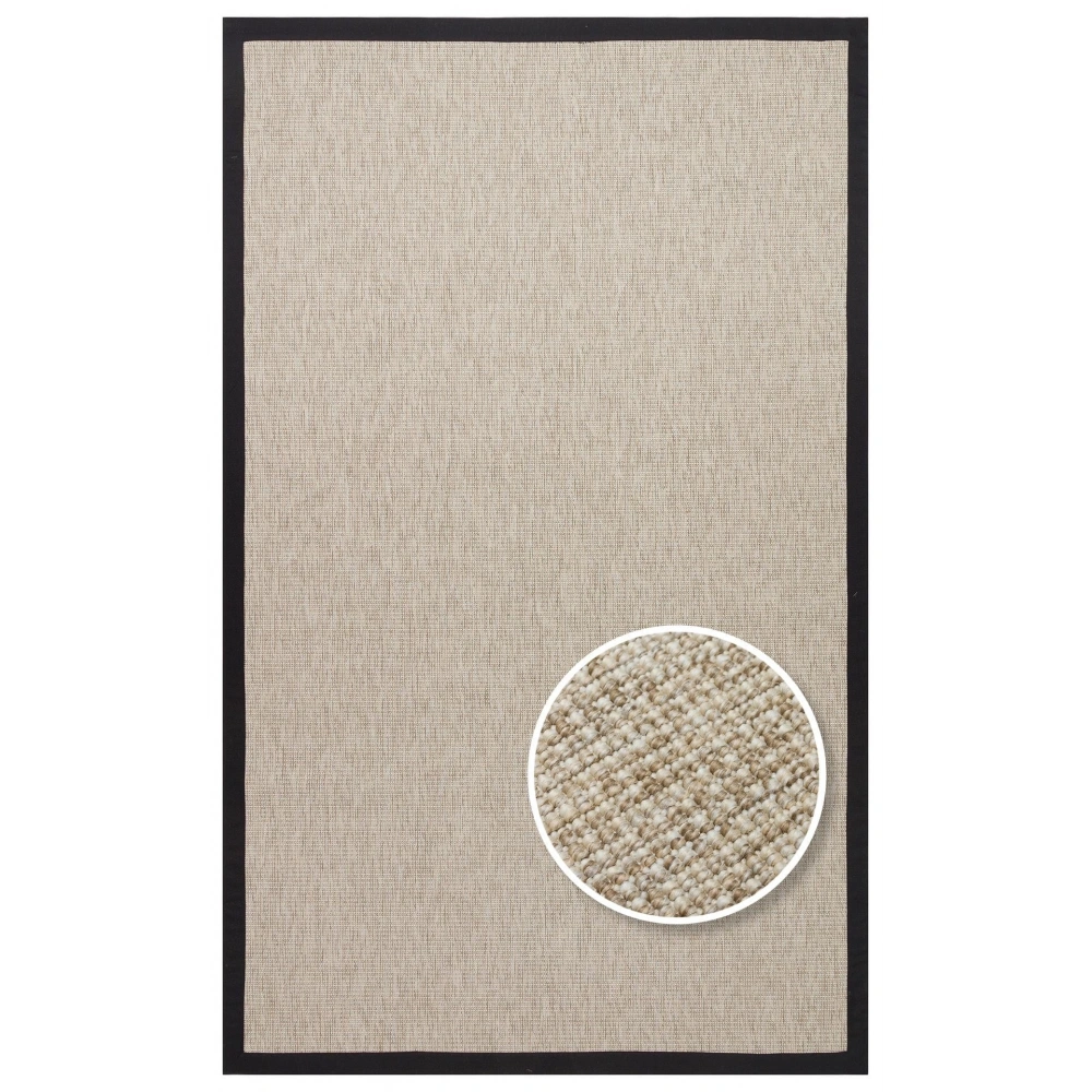 Eko Halı Ventura VNT 2703 L.Beige Bordür Black Sisal Görünümlü İç ve Dış Mekan Uyumlu Hav Vermeyen Modern Dokuma Halı