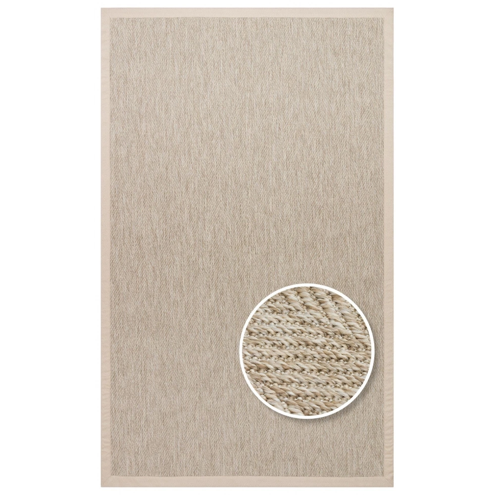 Eko Halı Ventura VNT 2704 L.Beige Bordür Beige Sisal Görünümlü İç ve Dış Mekan Uyumlu Hav Vermeyen Modern Dokuma Halı