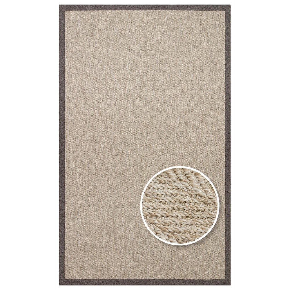 Eko Halı Ventura VNT 2704 L.Beige Bordür Dark Mix Sisal Görünümlü İç ve Dış Mekan Uyumlu Hav Vermeyen Modern Dokuma Halı