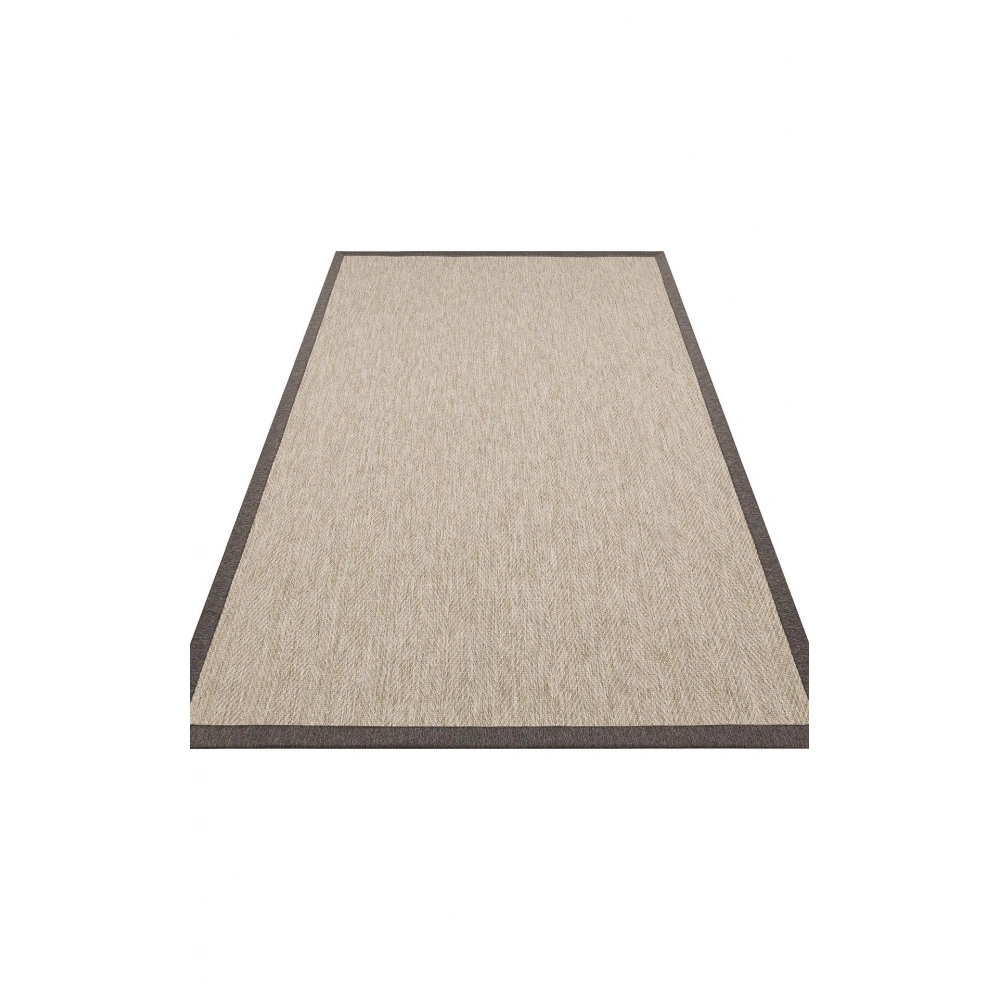 Eko Halı Ventura VNT 2704 L.Beige Bordür Dark Mix Sisal Görünümlü İç ve Dış Mekan Uyumlu Hav Vermeyen Modern Dokuma Halı