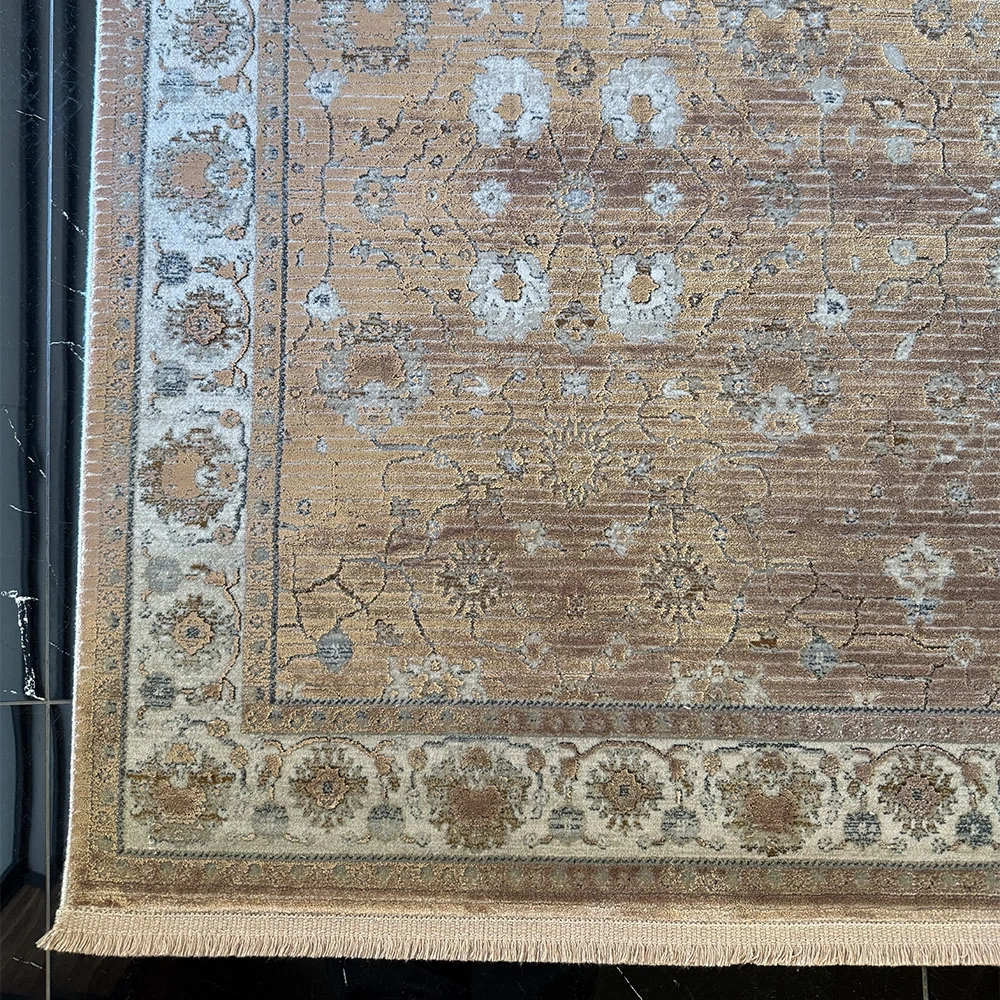 Hoom Rugs Silver 4134 Krem Mürdüm Saçaklı Salon Halısı