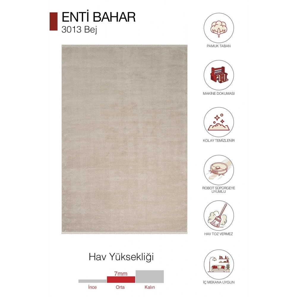 Hoom Rugs Bahar 3013 Bej Modern Akrilik Halı