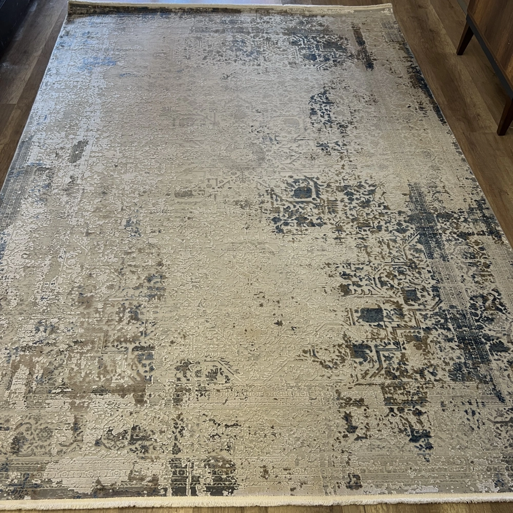 Hoom Rugs Exclusive Bamboo Knot OL15 D Krem Mavi Neo Klasik Salon Halısı