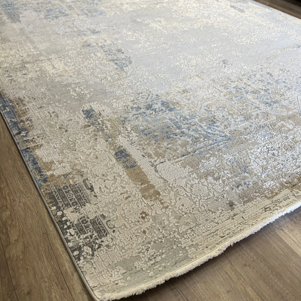Hoom Rugs Exclusive Bamboo Knot OL15 D Krem Mavi Neo Klasik Salon Halısı