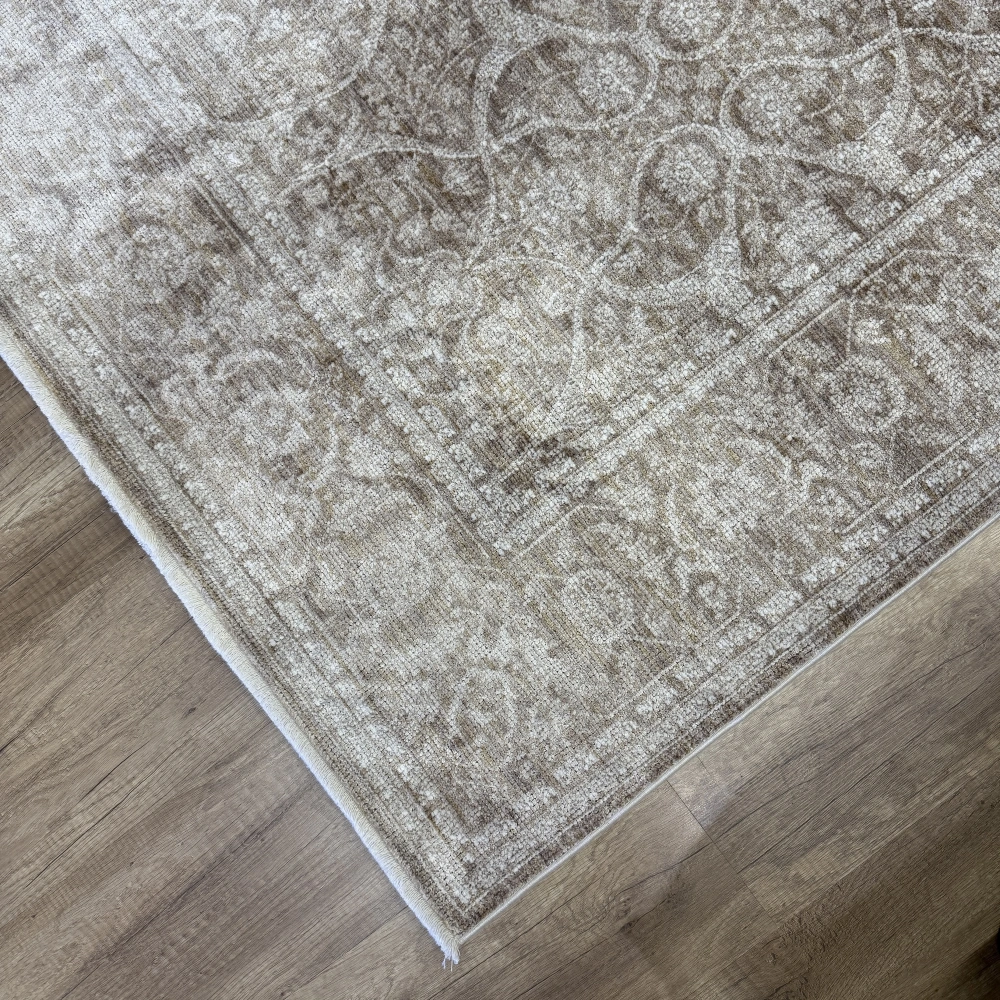 Hoom Rugs Elegant 004 Vizon Bej Doğal Elyaf Yansımalı Klasik Desenli Salon Halısı