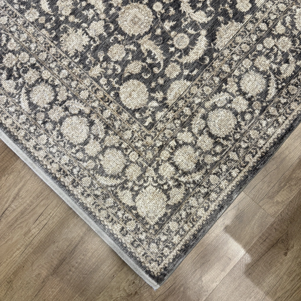 Hoom Rugs Elegant 006 Antrasit Vizon Doğal Elyaf Yansımalı Klasik Desenli Salon Halısı