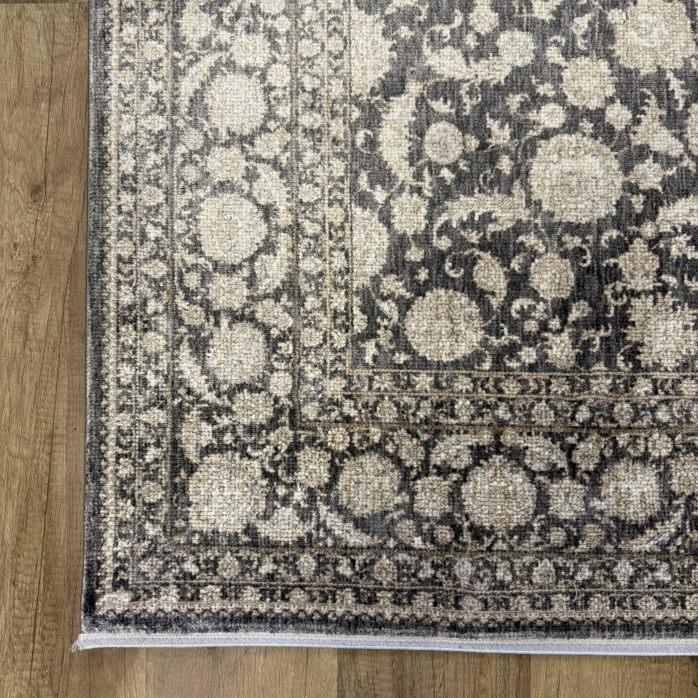 Hoom Rugs Elegant 006 Antrasit Vizon Doğal Elyaf Yansımalı Klasik Desenli Salon Halısı
