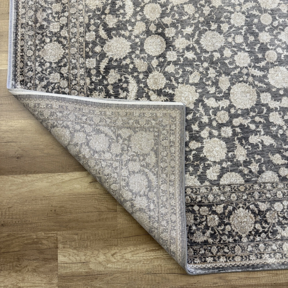 Hoom Rugs Elegant 006 Antrasit Vizon Doğal Elyaf Yansımalı Klasik Desenli Salon Halısı