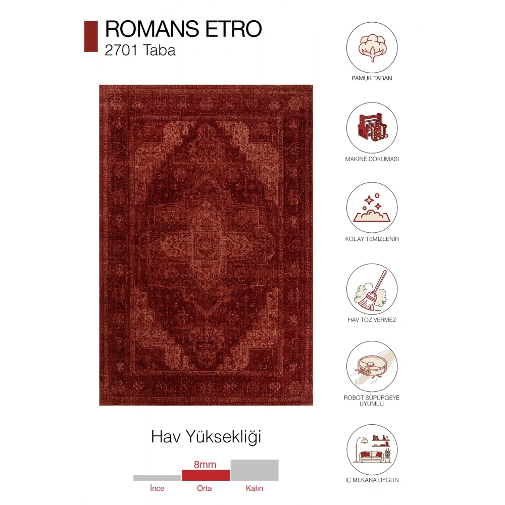Hoom Rugs Etro 2701 Taba Vintage Desenli Salon Halısı