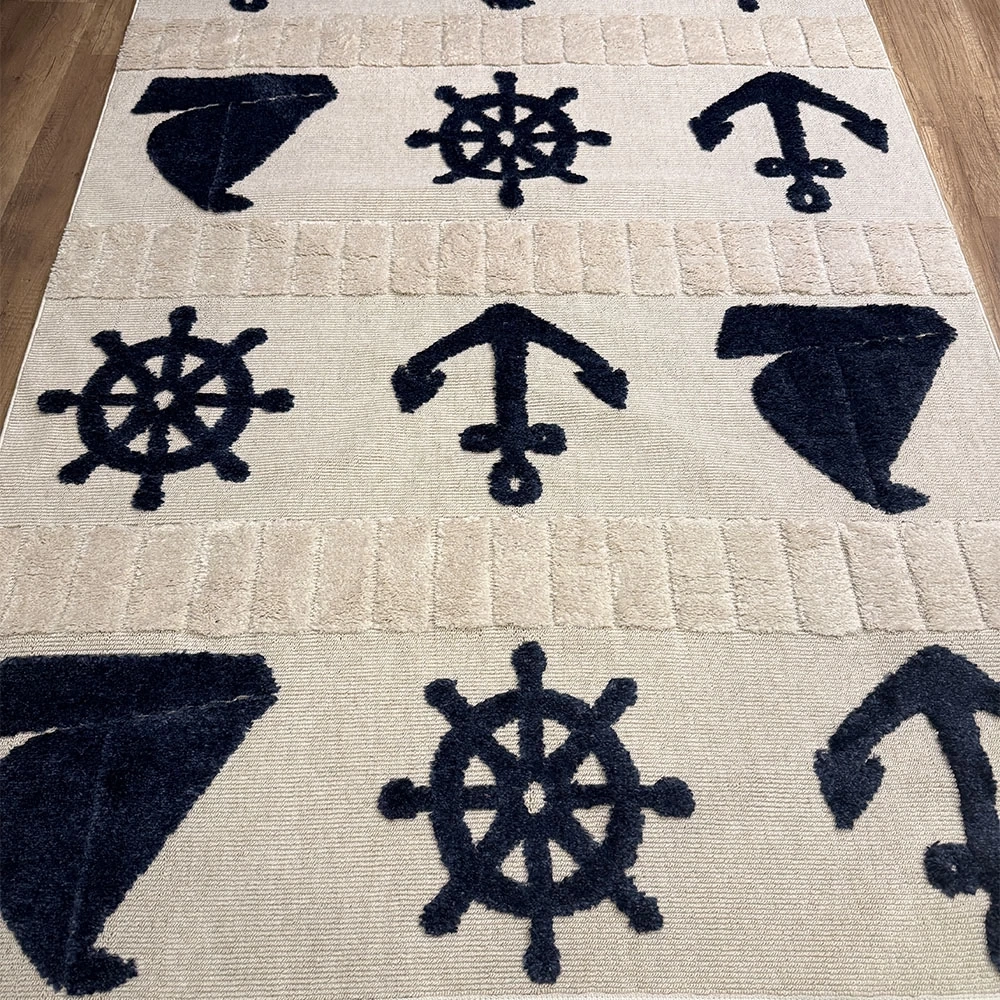 Hoom Rugs Kids Koyu Renk Gemici Desenli Çocuk Halısı