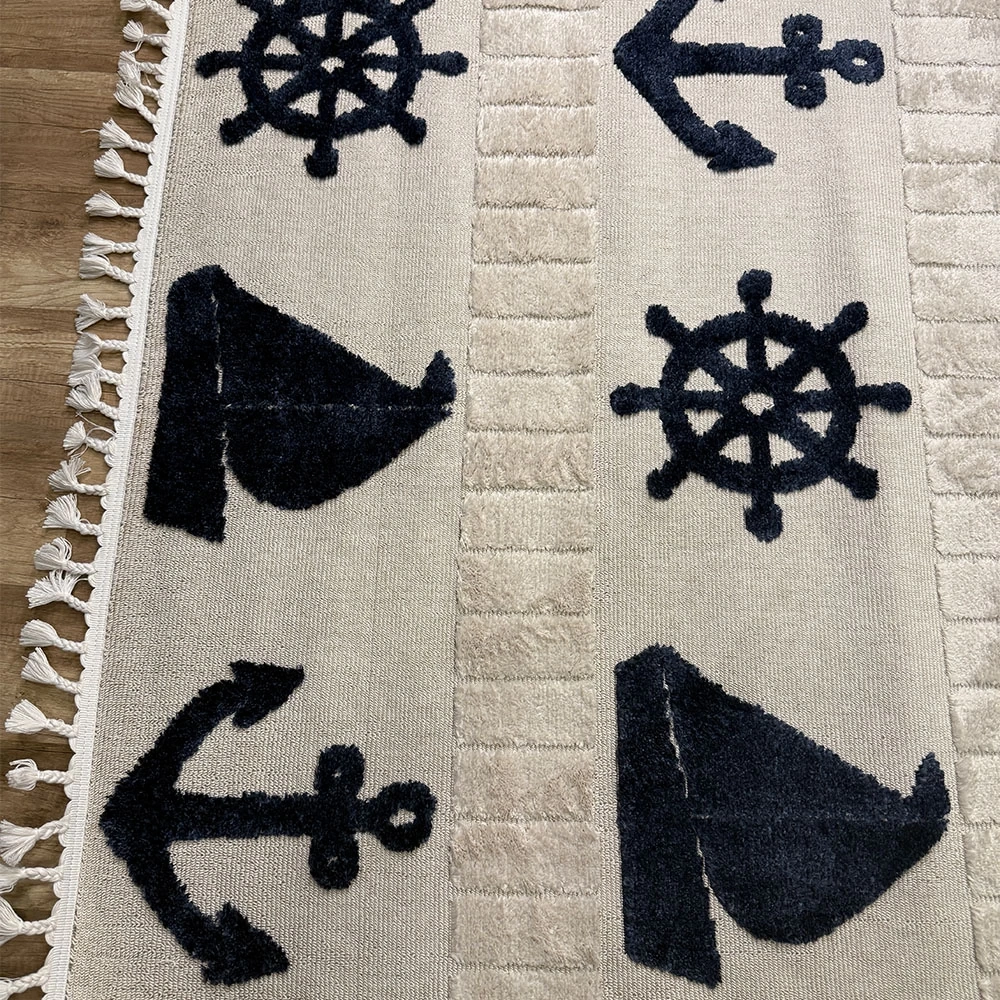 Hoom Rugs Kids Koyu Renk Gemici Desenli Çocuk Halısı