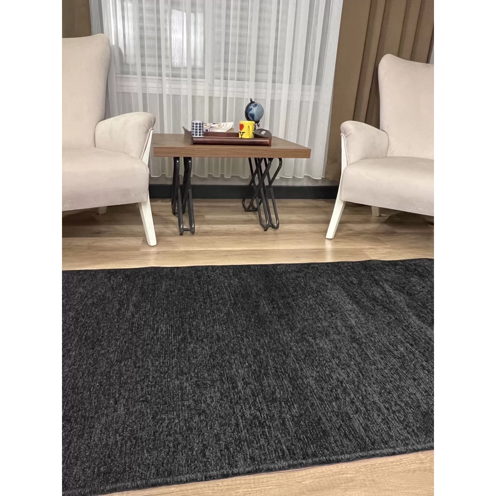 Hoom Rugs Liv 392 Antrasit Dekoratif Yıkanabilir Kilim
