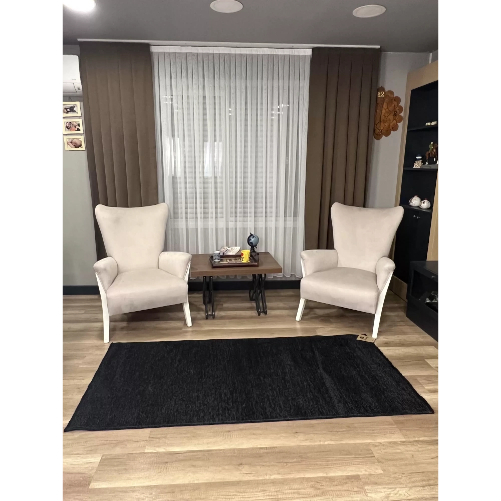 Hoom Rugs Liv 392 Antrasit Dekoratif Yıkanabilir Kilim