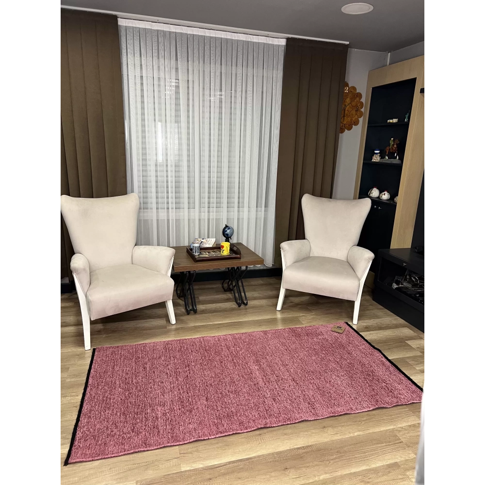 Hoom Rugs Liv 532 Pembe Dekoratif Yıkanabilir Kilim