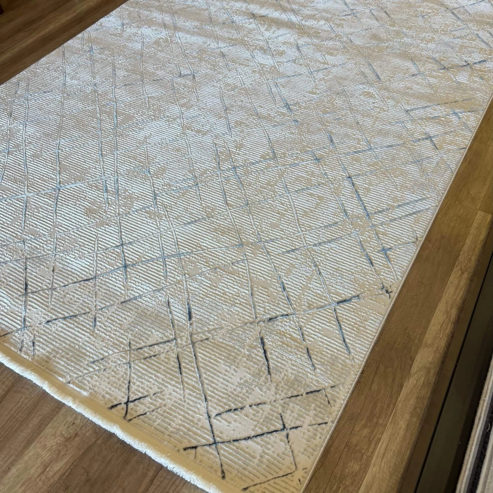 Hoom Rugs Motto 1004 Beyaz Mavi Modern Halı