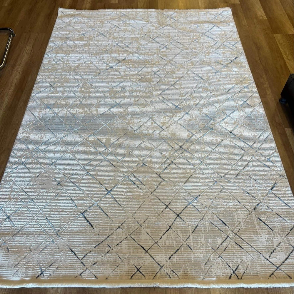 Hoom Rugs Motto 1004 Beyaz Mavi Modern Halı