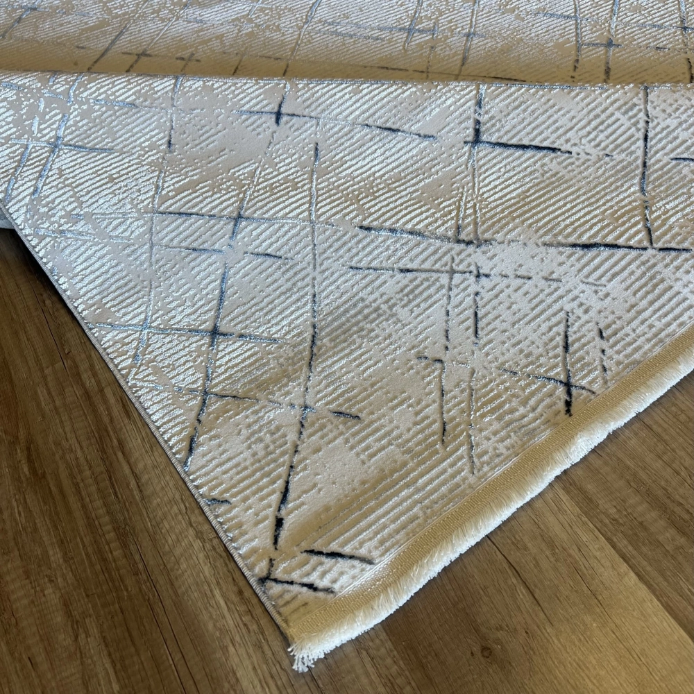 Hoom Rugs Motto 1004 Beyaz Mavi Modern Halı