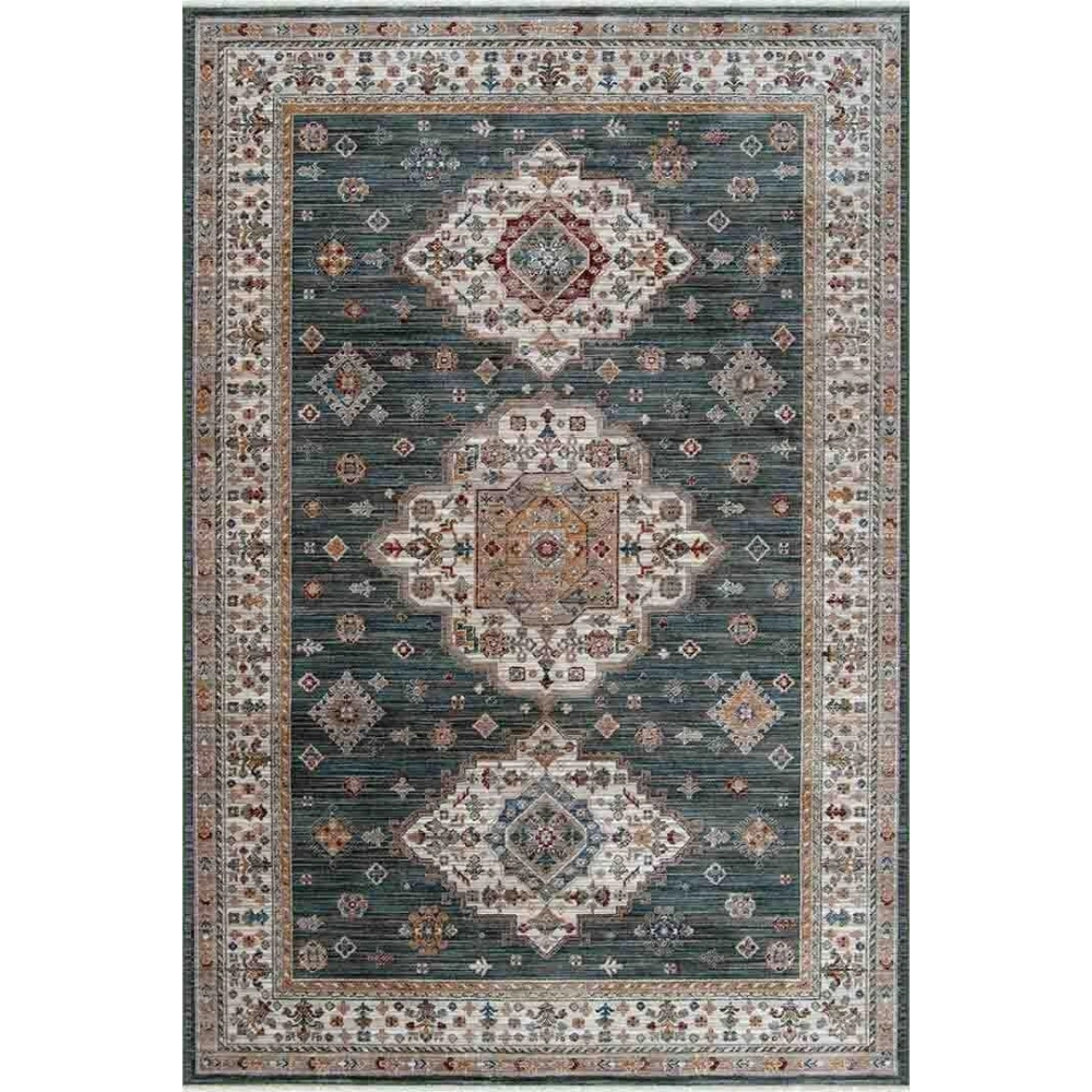 Hoom Rugs Otantik 2607 Yeşil Vintage Desenli Salon Halısı