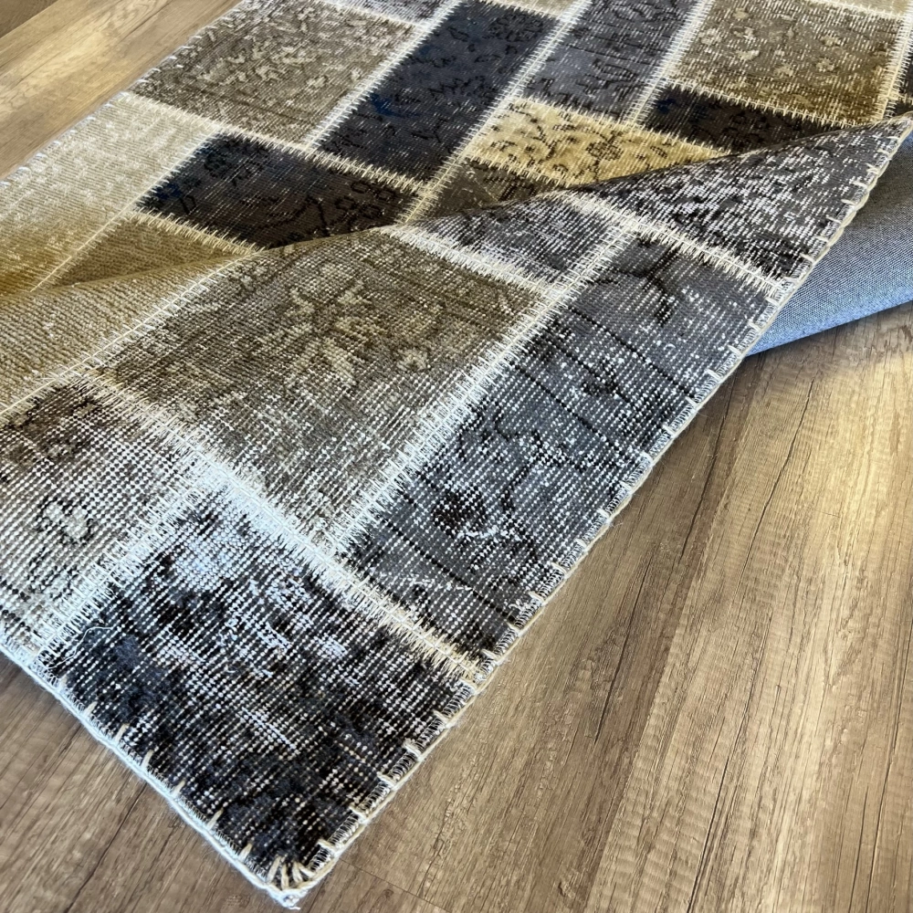 Hoom Rugs Patchwork Krem Gri Siyah El Dokuma Kilim