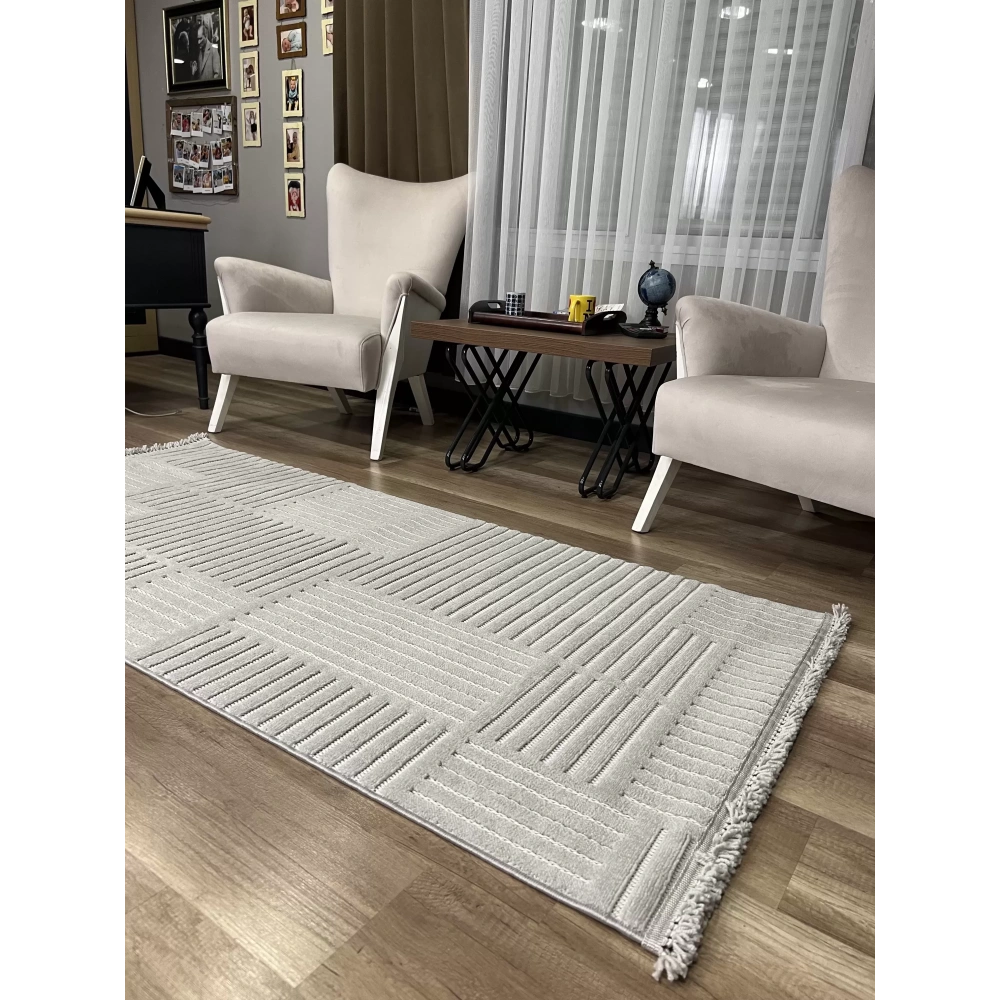 Hoom Rugs Prag 9203 Açık Gri Modern Makina Halısı