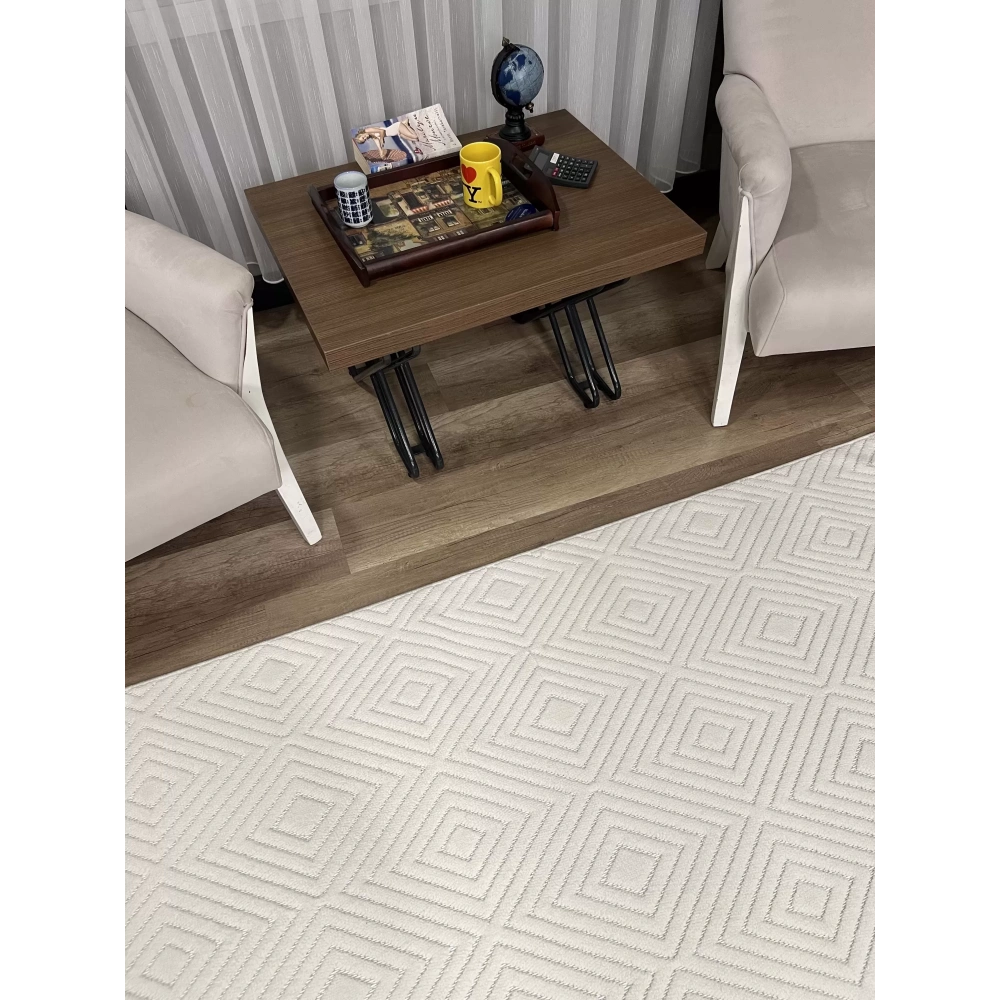 Hoom Rugs Prag 9205 Krem Modern Makina Halısı