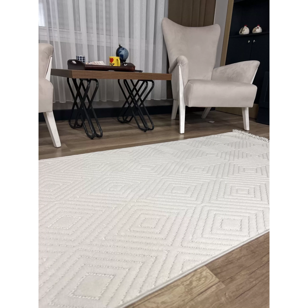 Hoom Rugs Prag 9205 Krem Modern Makina Halısı