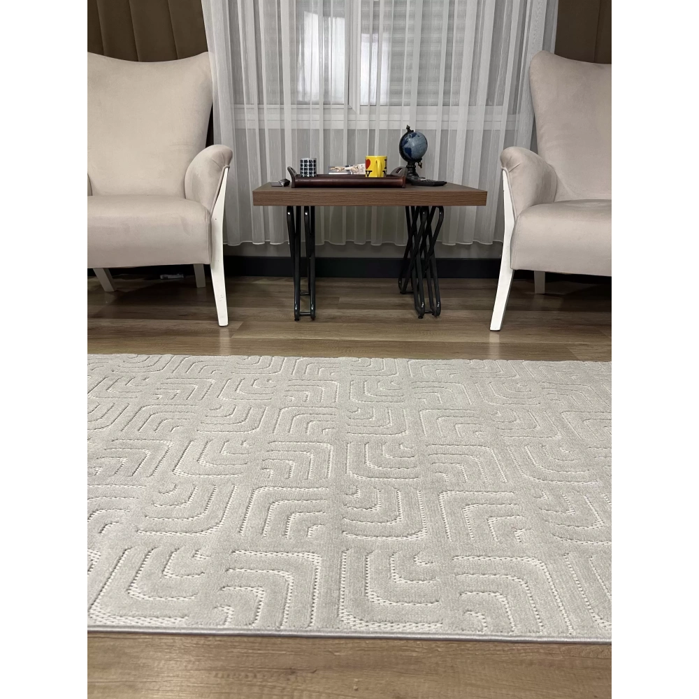 Hoom Rugs Prag 9211 Açık Gri Modern Makina Halısı