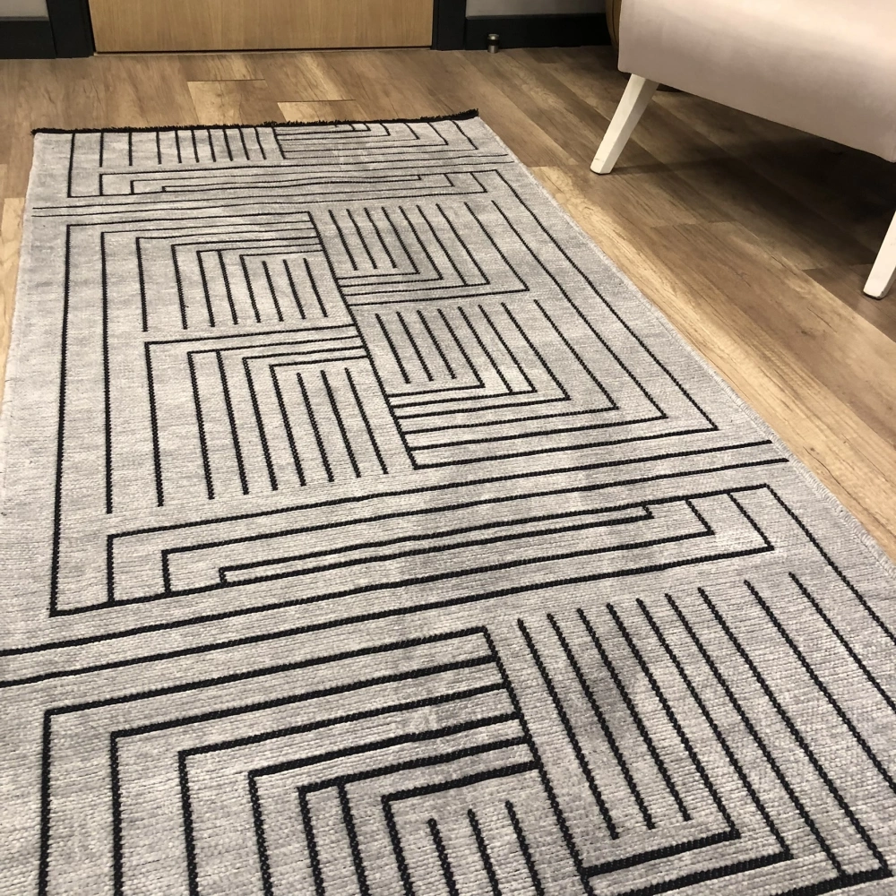Hoom Rugs Prestij Eko 339 Açık Gri Dekoratif Yıkanabilir Kilim