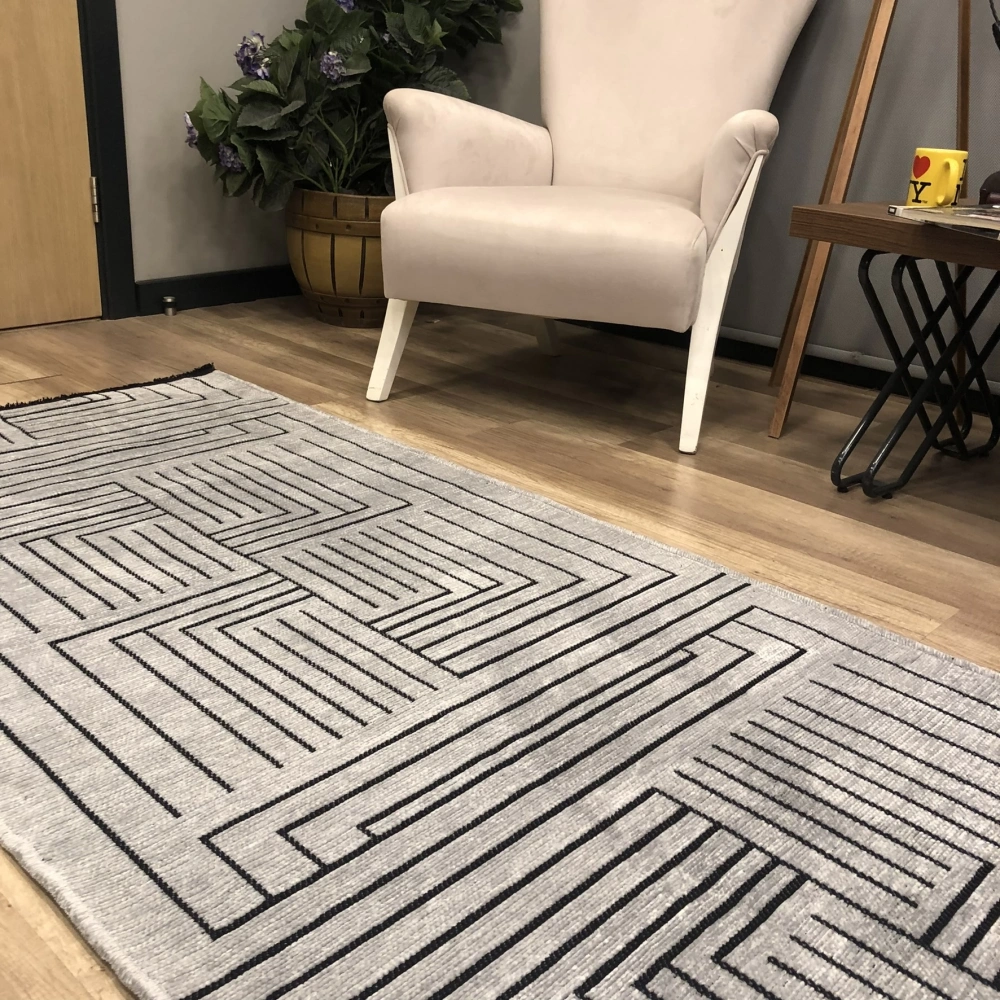 Hoom Rugs Prestij Eko 339 Açık Gri Dekoratif Yıkanabilir Kilim