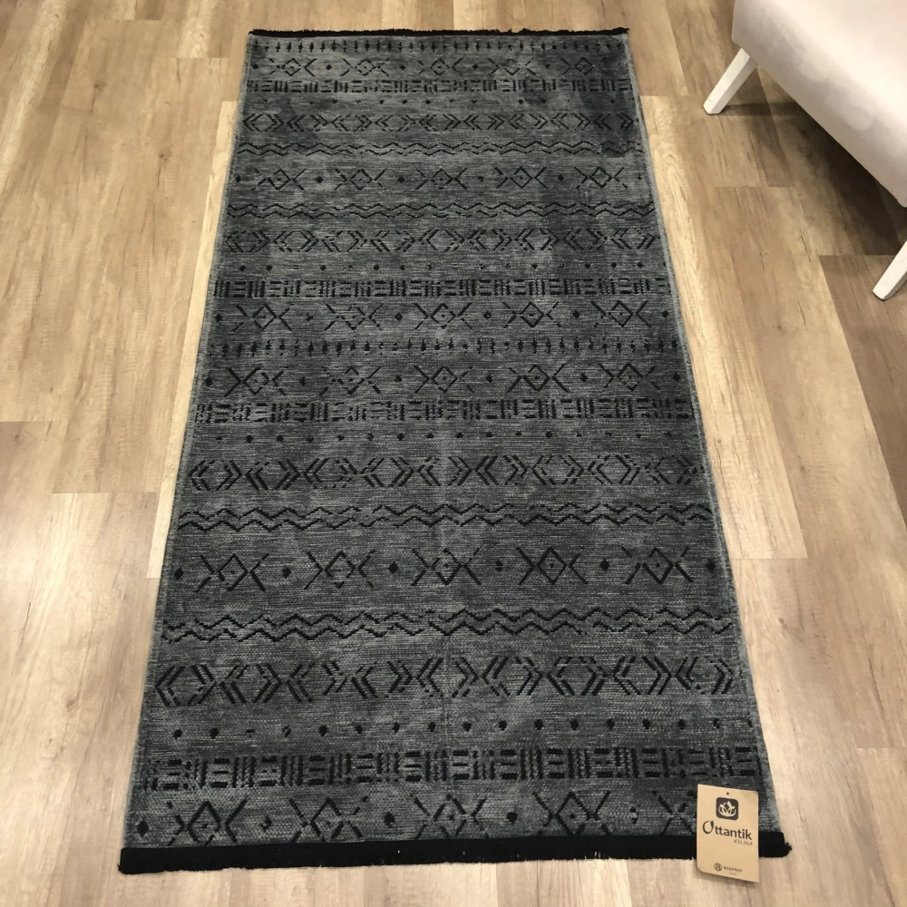 Hoom Rugs Prestij Eko 343 Antrasit Dekoratif Yıkanabilir Kilim
