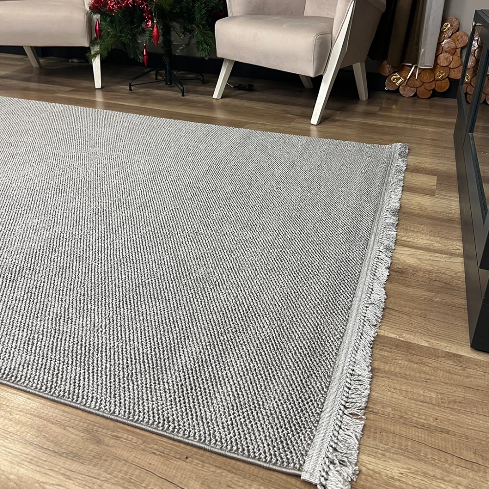 Hoom Rugs Vega S5486A Açık Gri Hav Toz Vermez Hasır Dokuma Modern Makina Halısı