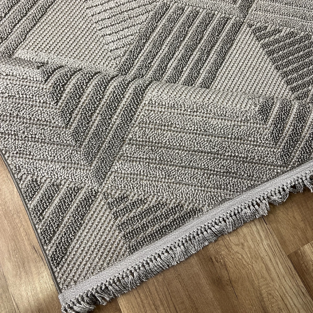 Hoom Rugs Vega S5505A Açık Gri Hav Toz Vermez Hasır Dokuma Modern Makina Halısı