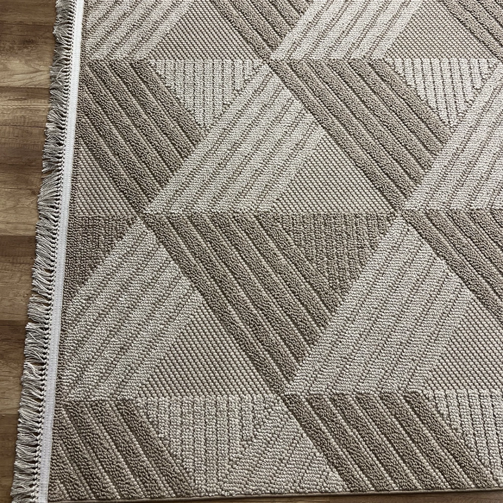 Hoom Rugs Vega S5505A Vizon Bej Hav Toz Vermez Hasır Dokuma Modern Makina Halısı