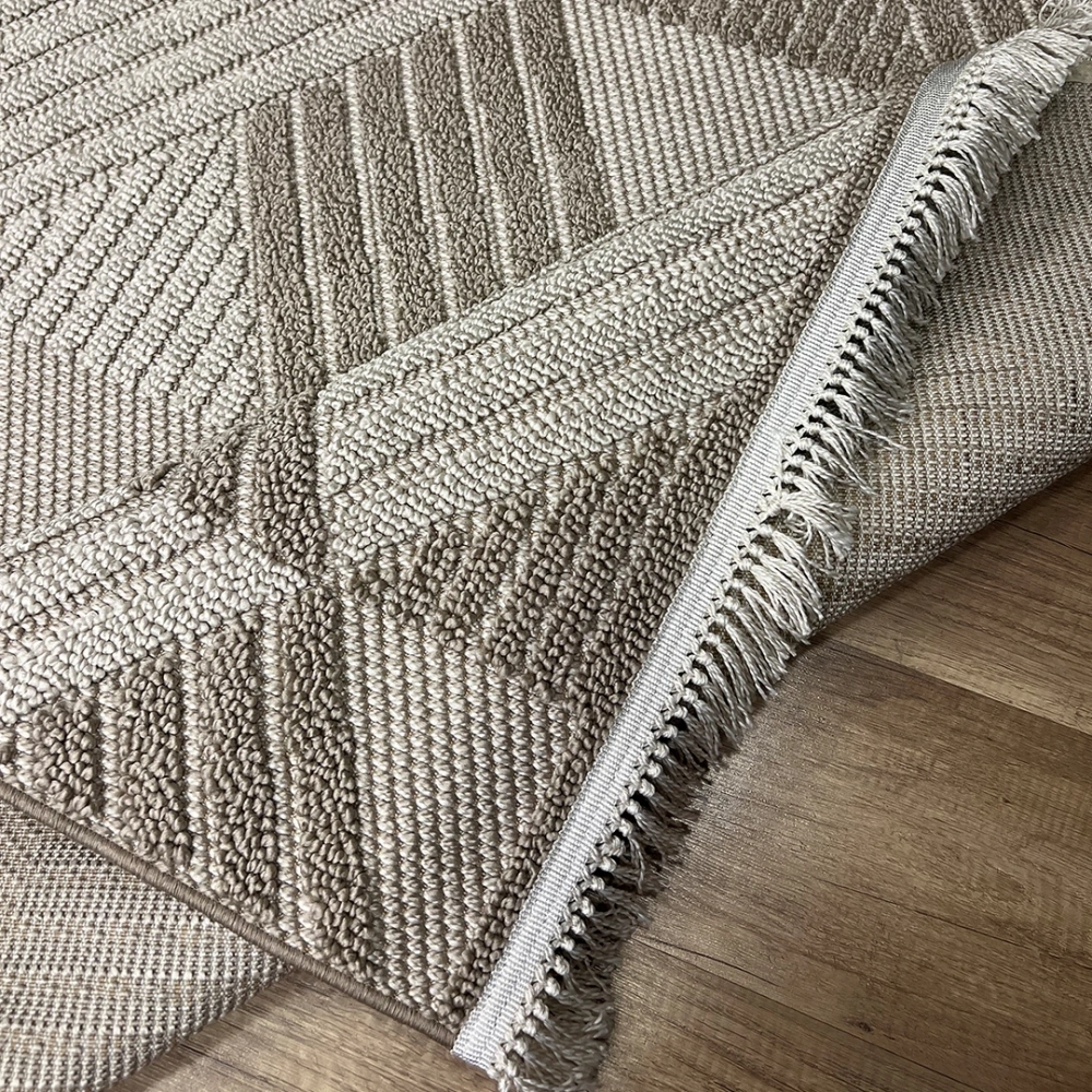 Hoom Rugs Vega S5505A Vizon Bej Hav Toz Vermez Hasır Dokuma Modern Makina Halısı