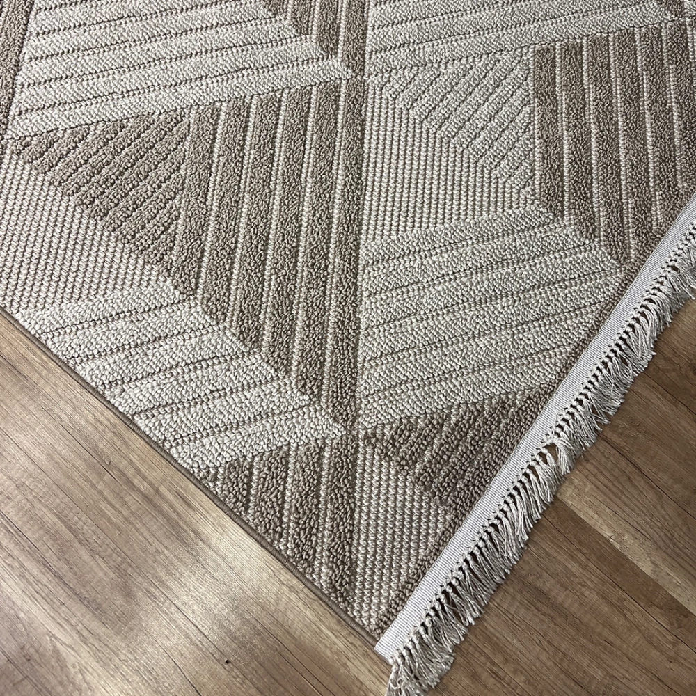 Hoom Rugs Vega S5505A Vizon Bej Hav Toz Vermez Hasır Dokuma Modern Makina Halısı