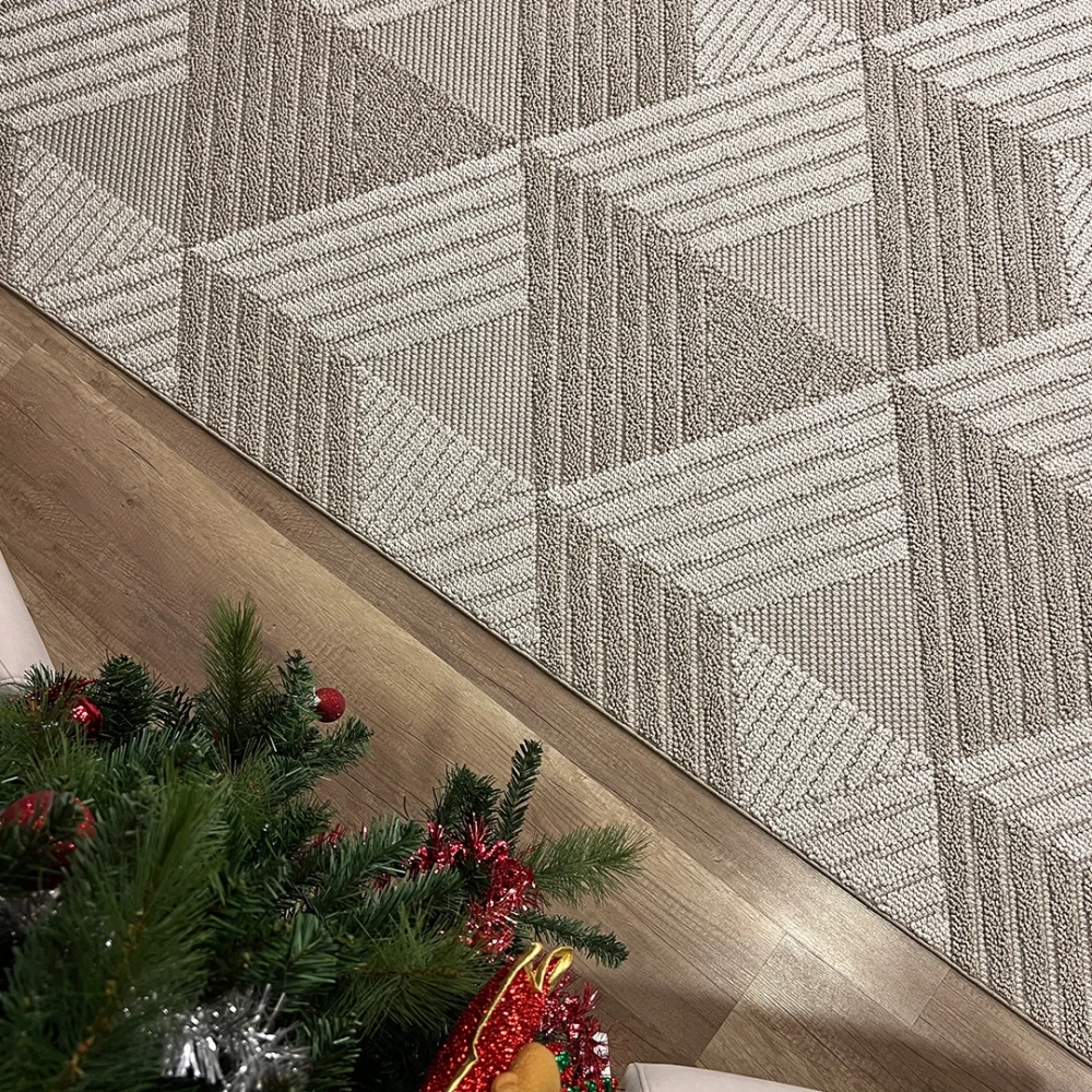 Hoom Rugs Vega S5505A Vizon Bej Hav Toz Vermez Hasır Dokuma Modern Makina Halısı