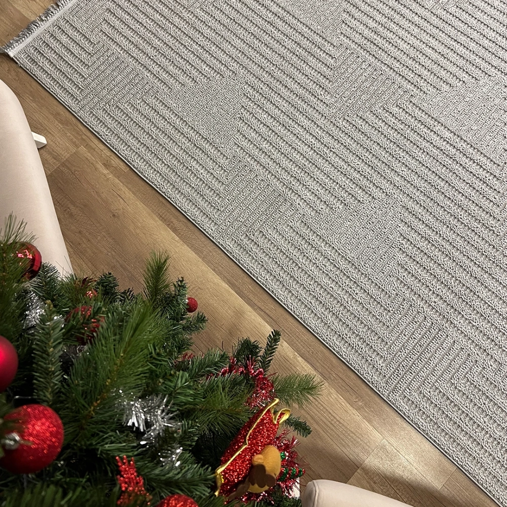 Hoom Rugs Vega S5511A Açık Gri Hav Toz Vermez Hasır Dokuma Modern Makina Halısı