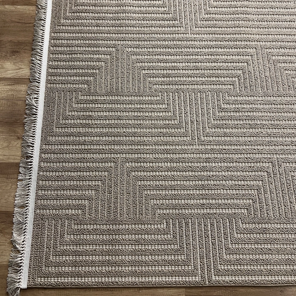 Hoom Rugs Vega S5511A Vizon Bej Hav Toz Vermez Hasır Dokuma Modern Makina Halısı